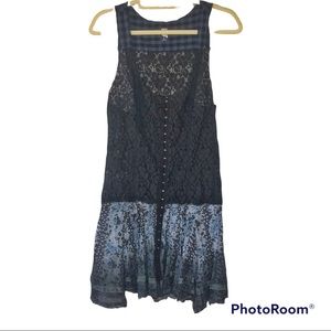 Free People Sleeveless Black Lace Boho Dress Size 6